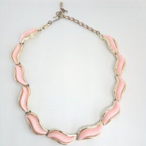 Vintage KARU ARKE Pink Moonglow Thermoset Necklace -16” Rare Beauty ~ MCM